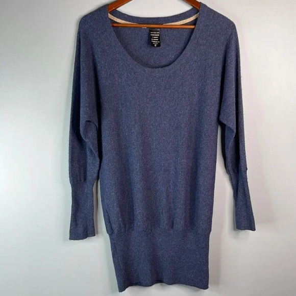 TALULA Fuzzy Cashmere Angora Tunic Sweater Blue Dolman Sleeve Round Neck Size S - Picture 11 of 11